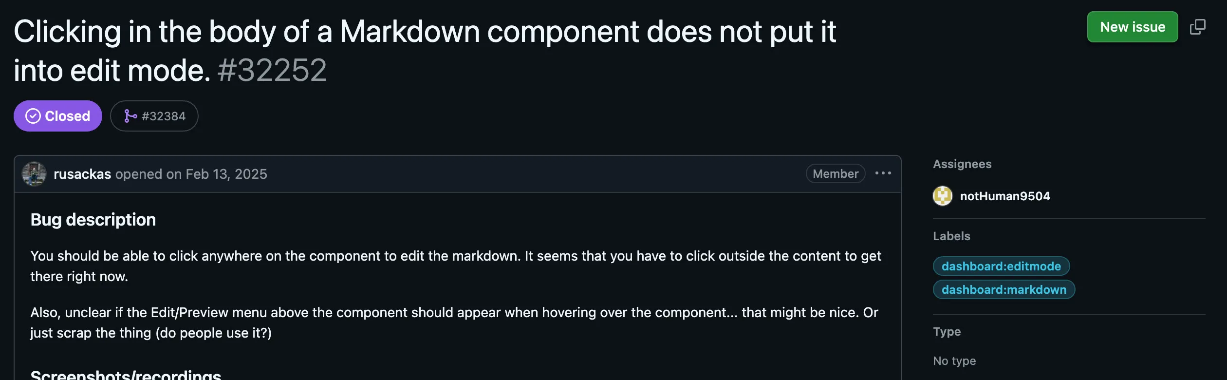 GitHub issue #32252 in apache/superset, closed by pull request #32384, assigned to notHuman9504.